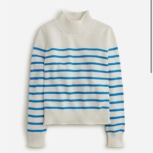 J. Crew Women's Heritage Stripe Roll Neck Sweater Blue Medium